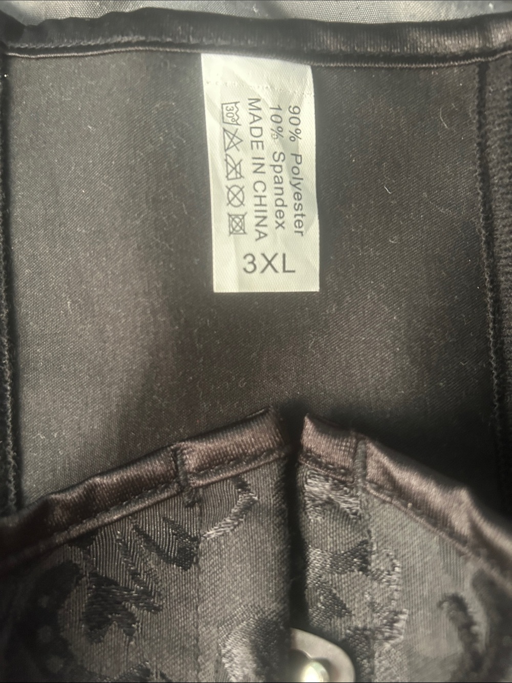 Embroidered Satin Corset Top in Charcoal - Picture 3 of 3